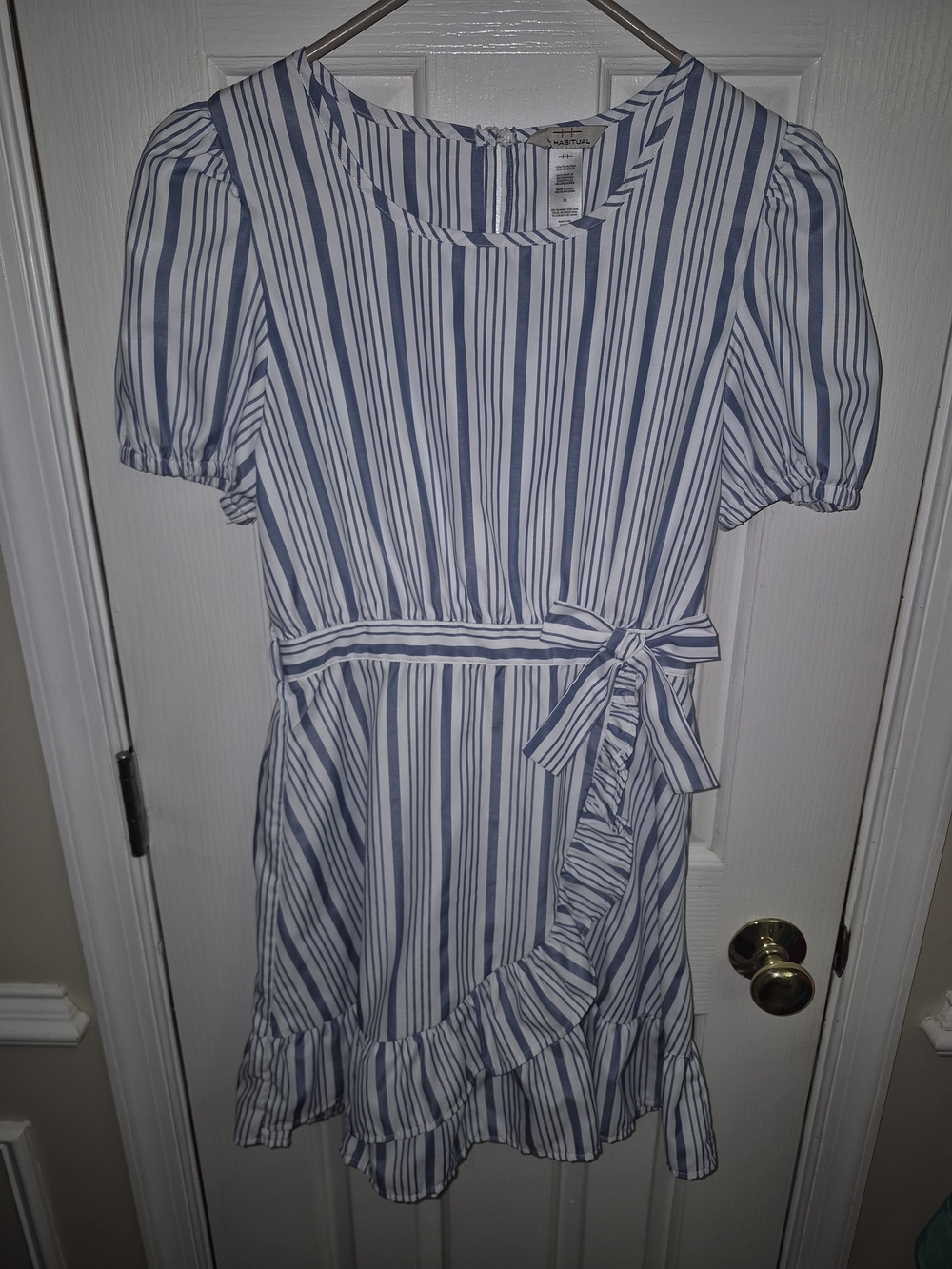 Habitual Blue and White Striped Wrap-Style Dress